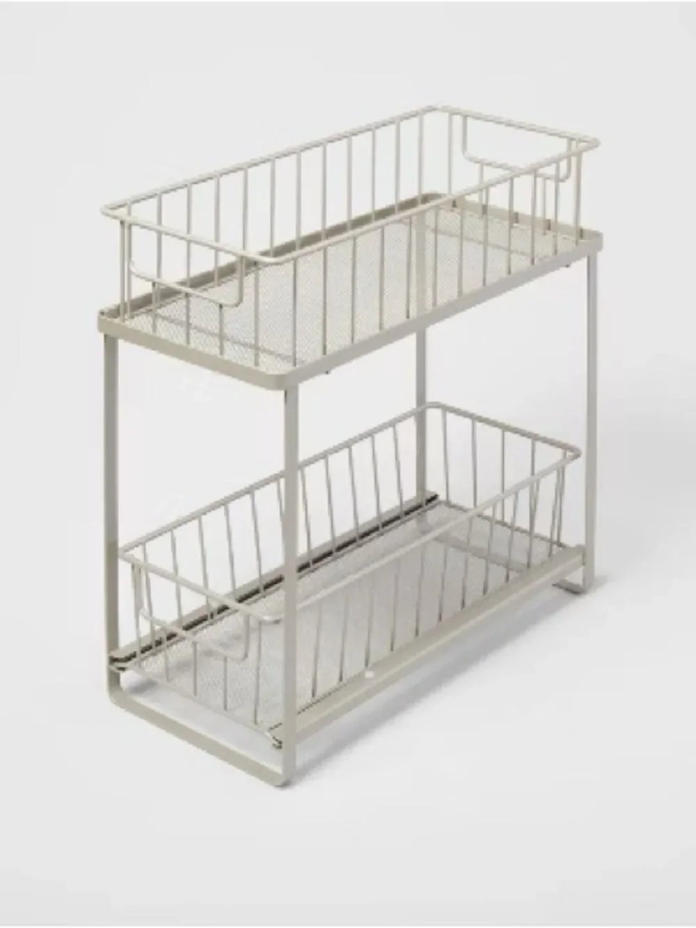 Brightroom Two-Tier Metal Storage Basket Shelf in Gray - Maximize Storage Space
